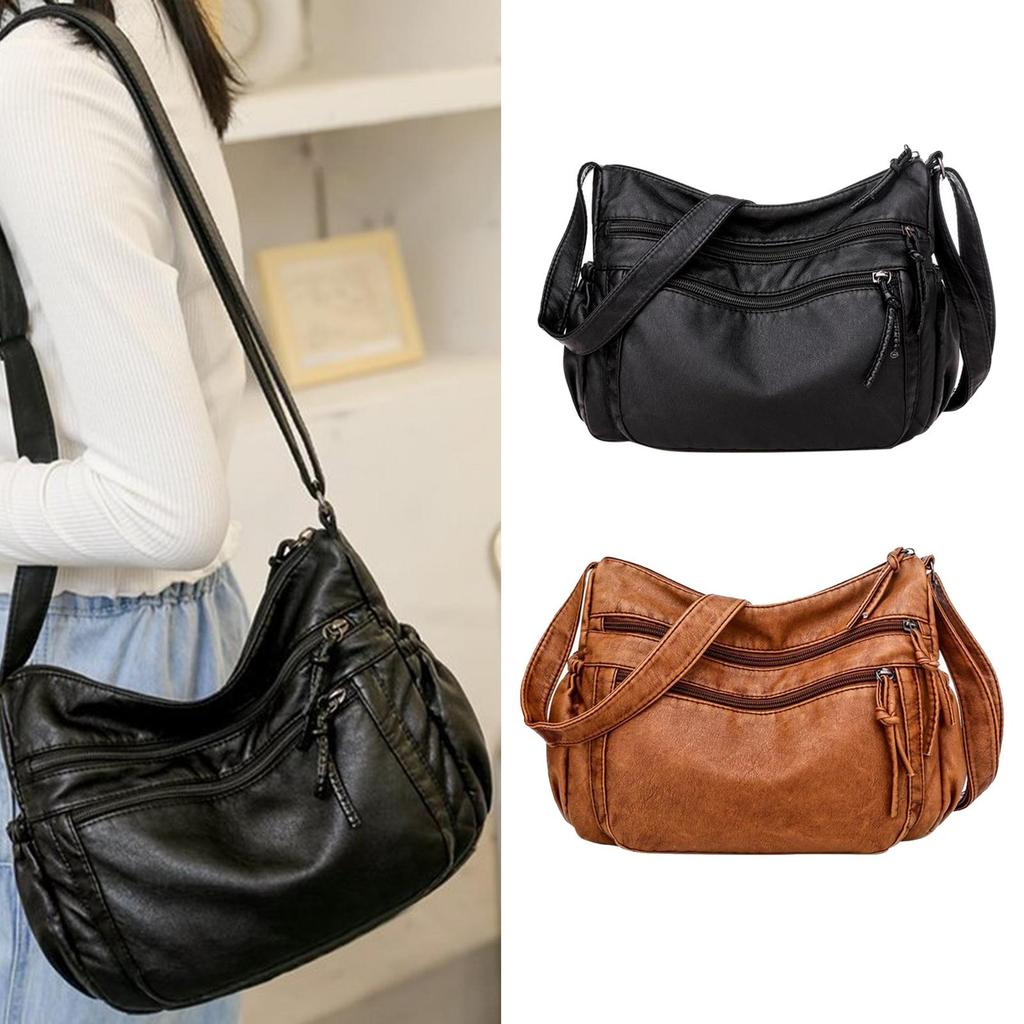 Women PU Leather Crossbody Bag Handbag Satchel Hobo Shoulder Bag Ladies Big Capacity Business Work Totes Adjustable Strap