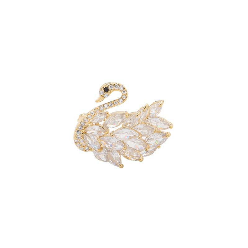 Luxurious Crystal Swan Brooch, Women's Summer Anti-glare Clasp, Exquisite Brooch, Creative Pin and Collar Pin
