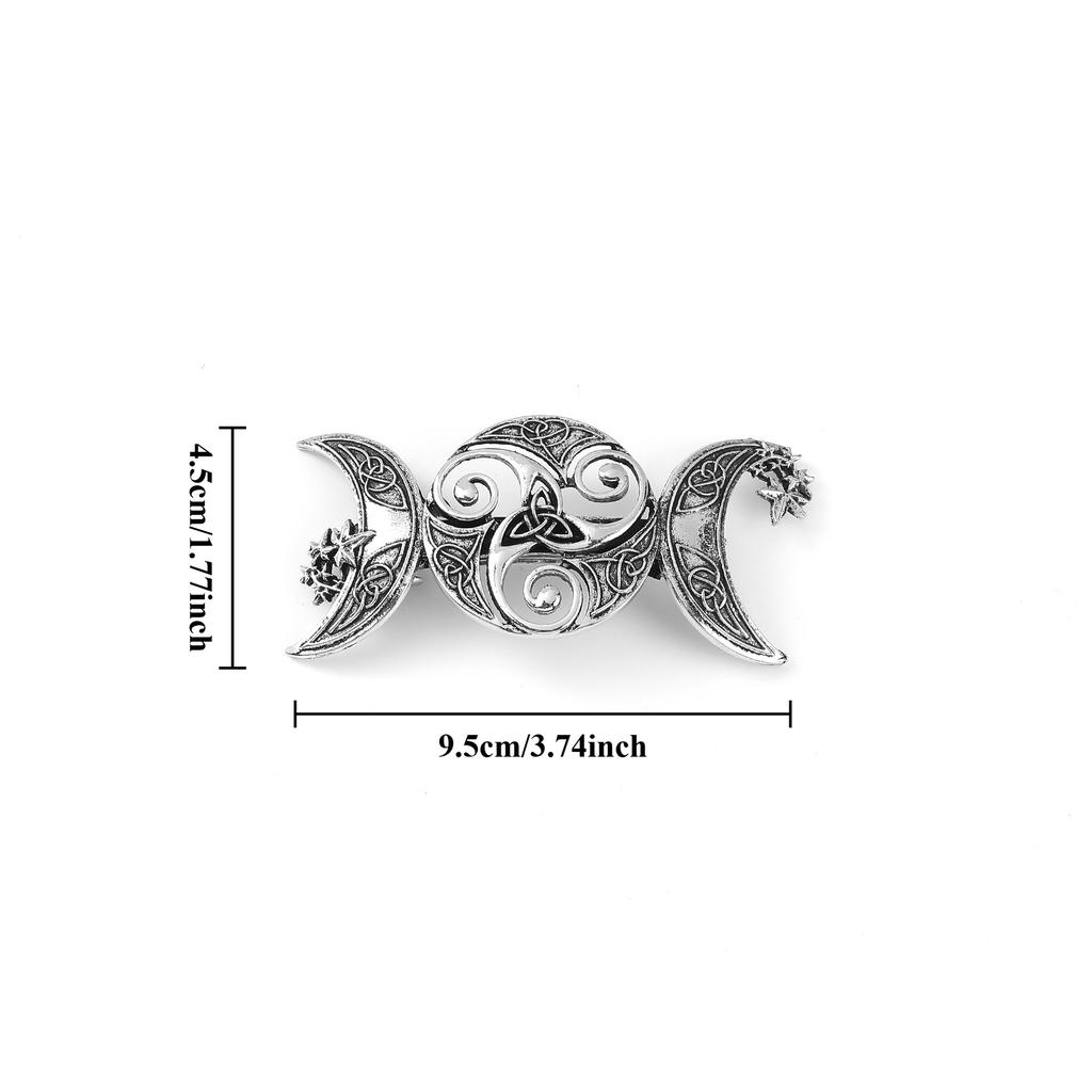 Vintage Moon Star Viking Celtic Knot Hair Clip Norse Mythology Hair Accessory