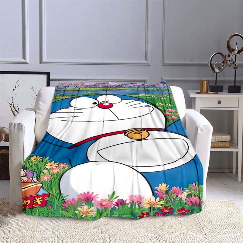This 3D Printed Doraemon Cartoon Blanket Is a Warm and Comfortable Flannel Blanket Suitable for Bedrooms, Sofas, Beds, Chairs,
