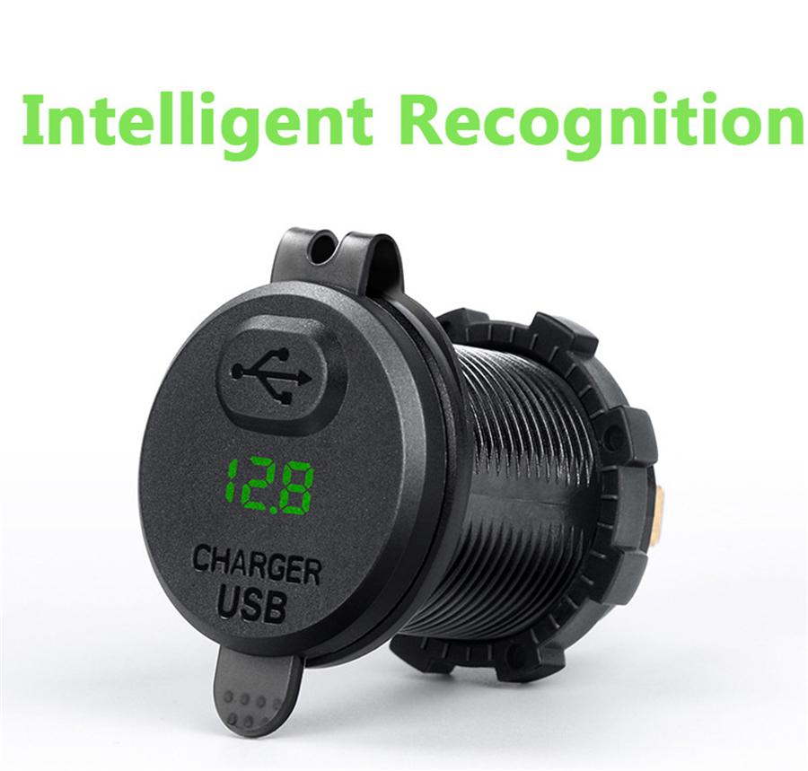 12/24V Push Switch Car Marine Boat ATV Green LED Voltmeter USB 3.0 Quick Charger