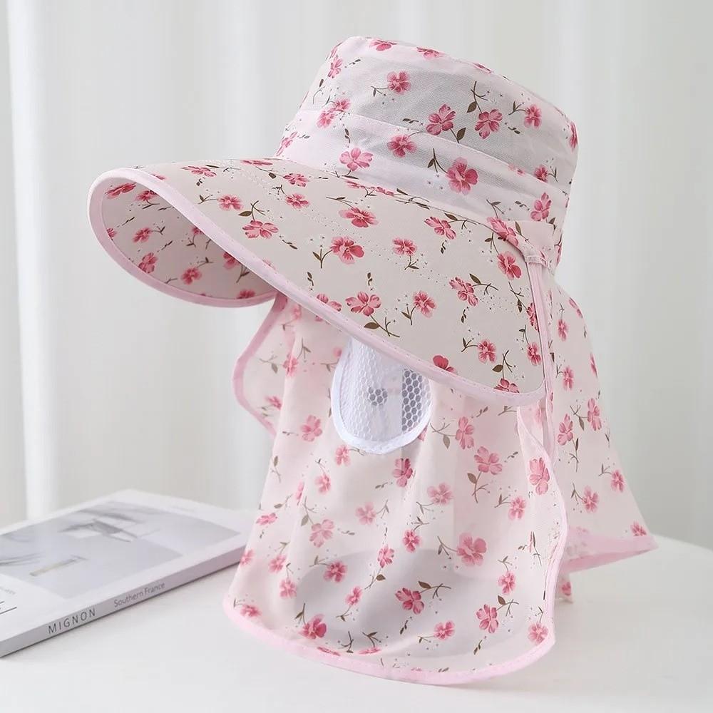 Fashion Mesh Breathable Sun Hat Fordable Wide Brim Face Hood Hat Breathable Anti-UV Basin Cap Outdoor Camping