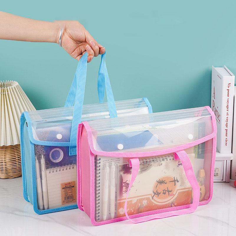 Large-Opening Transparent PP Clip File Document Pouch High-Capacity Tutoring Bag Ultimate Organizer for Files and Books