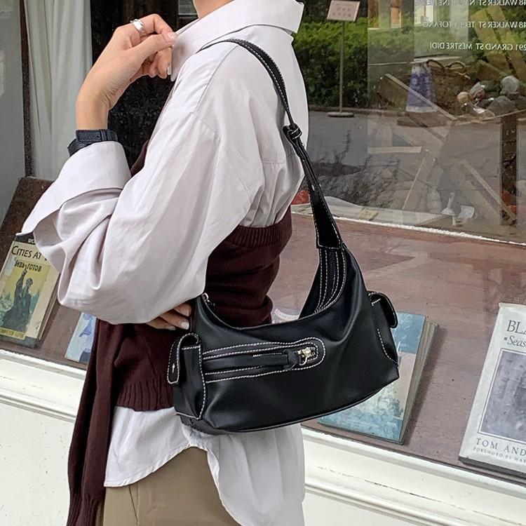 

Zipper Design Women s Locomotive Underarm Bags Cool Hot Girls Shoulder Bag Retro PU Leather Female Clutch Purse Pocket Handbags чёрный