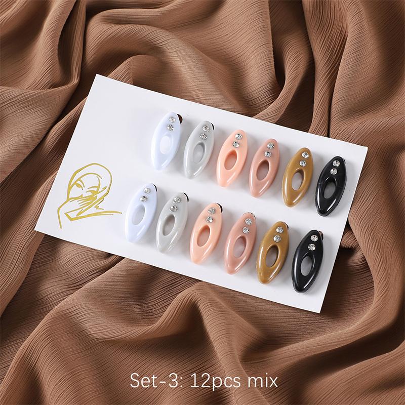 

12Pcs/box Muslim Hijab Pins Black and White Safety Pins Islamic Turban Clips Lady Dressing Accessories Brooches Women Scarf Pins 4.0x2.0 cm