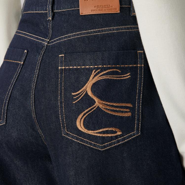Elle French Vintage Fashion Design High-End Commuter High-Waisted Slim Straight Leg Pants Casual Jeans Women pants EQ53357