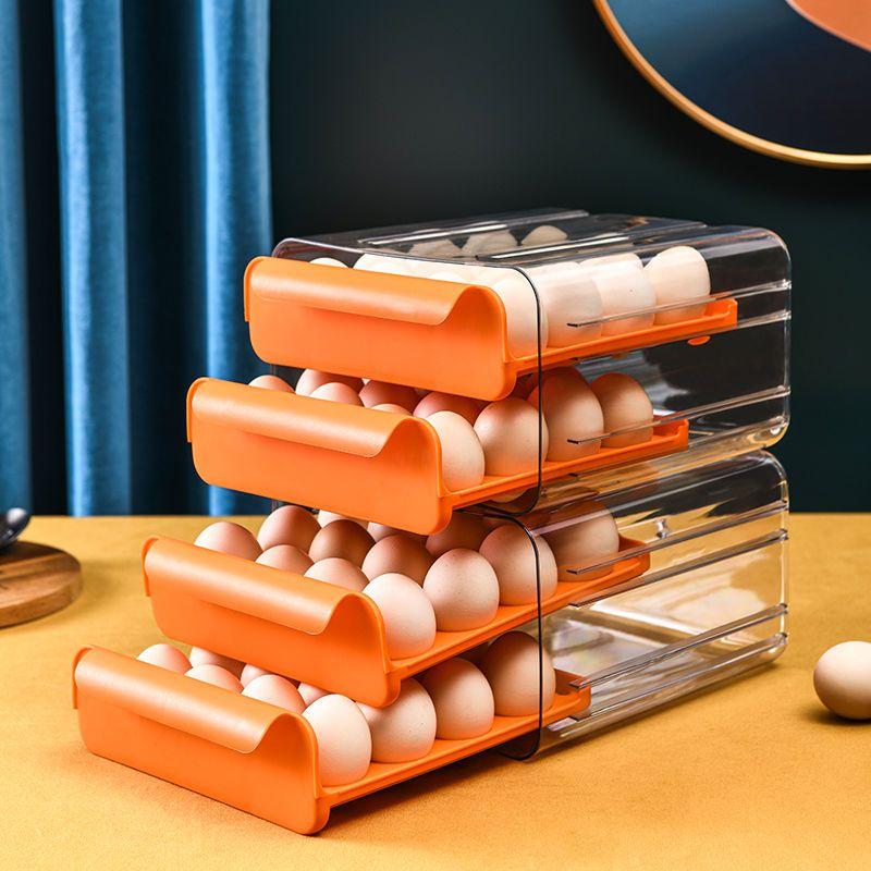 Double-layer Storage Box Refrigerator with Egg Dropper Kitchen Special Finishing Artifact Drawer Box Food-grade Fresh-keeping