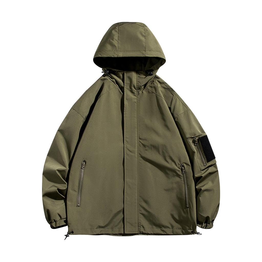 Men's Spring Coat Printed Thin Hooded Windbreaker Outdoor Sports Jacket Men's Jacket