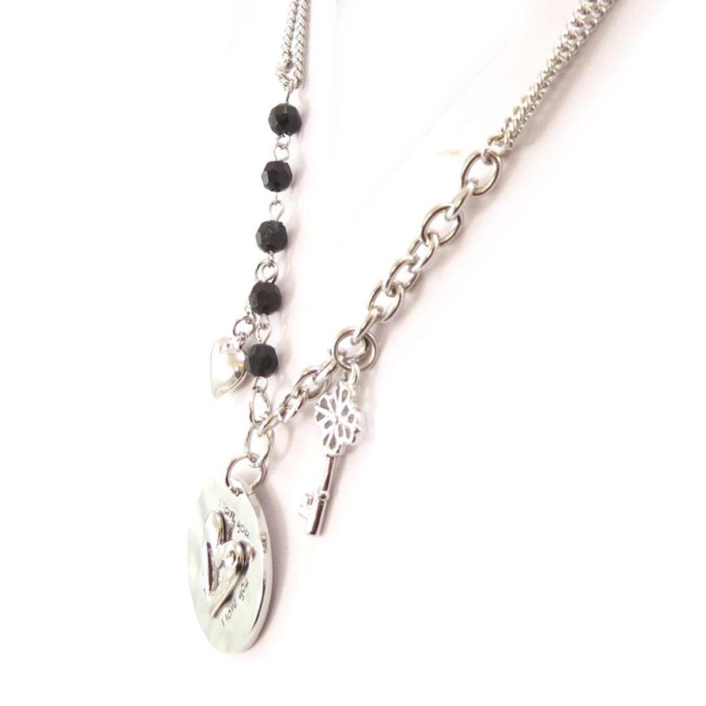 Les Trésors De Lily [J7778] - Designer-Halskette 'Love' schwarz-silber