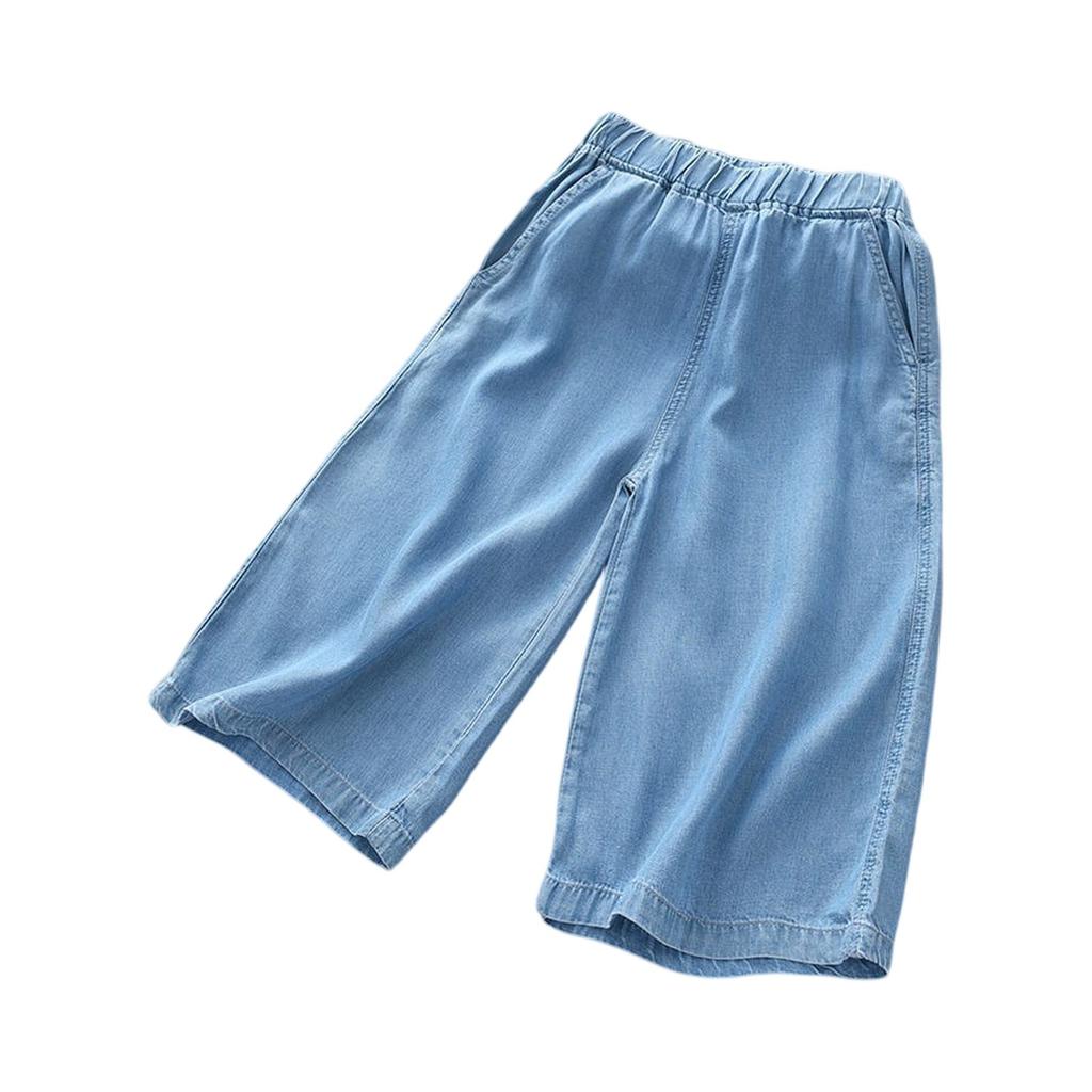 Girls' Summer Rayon Denim Pants - Lightweight Wide Leg Jeans For Teens