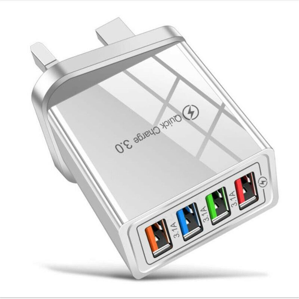

Портативний USB-трансформатор, 4 порти, адаптер швидкого швидкого заряджання, настінний зарядний пристрій, блок живлення EU білий