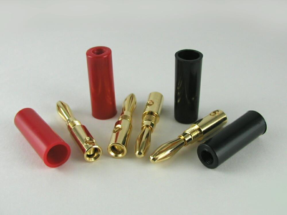 MG-MART Banana 24K Gold Red Set of 8 Plugs, Plated, Solderless, & Black,