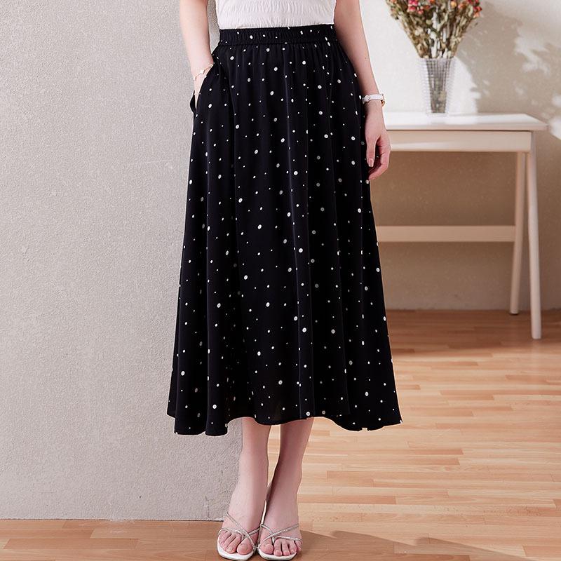 Women's Summer Floral Chiffon A-Line Skirt: Stylish, Fashionable, Elastic Waist, Flattering Design