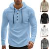 Men’s Long-sleeved T-shirt, Lightweight Linen Button-up Hoodie, Loose-fit Casual Top