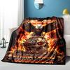 1PC Custom Name Eagle Skull Fire Power flannel blanket versatile,all-season throw suitable for the living room,bedroom,camping,travel,and gift