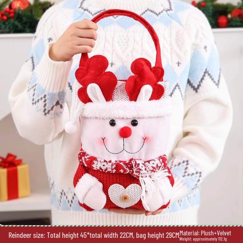 Three-Dimensional Santa Claus Burlap Backpack Candy Bag - Large Christmas Gift Decoration