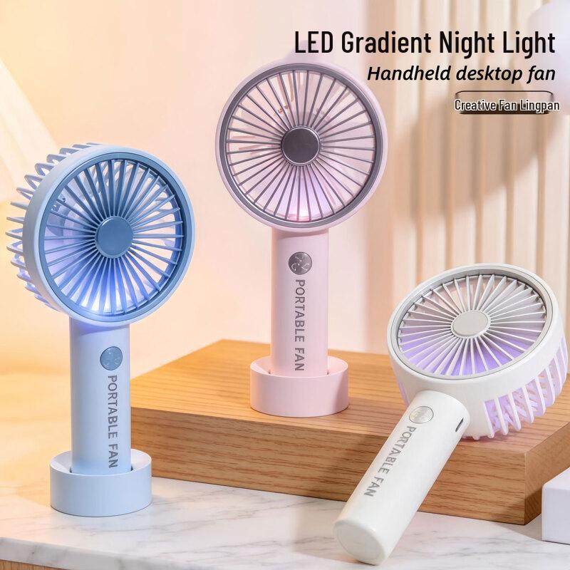 Portable USB Rechargeable Handheld Mini Fan with LED Light