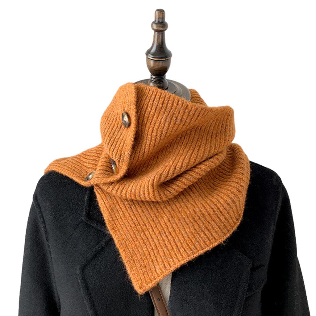 Cable Knit Wrap Button Scarf Winter Warm All-Matching Button Scarf Neck Protections Knit Neckerchief Windproof
