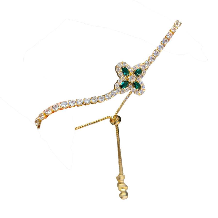 Pulseira de Joias Florais Com Pedras de Zircônia Para Presente de Mulher