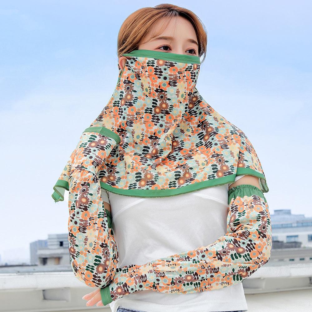 Arm Sleeve Sun Protection Mask Full Face Sun Protection Sleeves Sunshade Face Mask  Driving Cycling