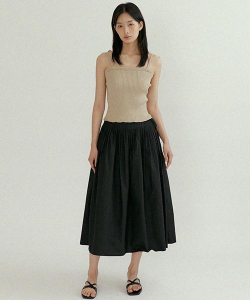 Lingseoul Ribbed Bustier Knit-Khaki