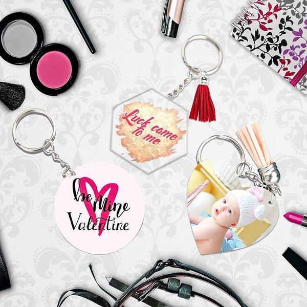 Brelocuri acrilice, în vrac, 20/40/80 buc. Kit de ornamente acrilice, spate transparente, ciucuri, lanț cheie, inele de salt pentru vinil, bricolaj, breloc