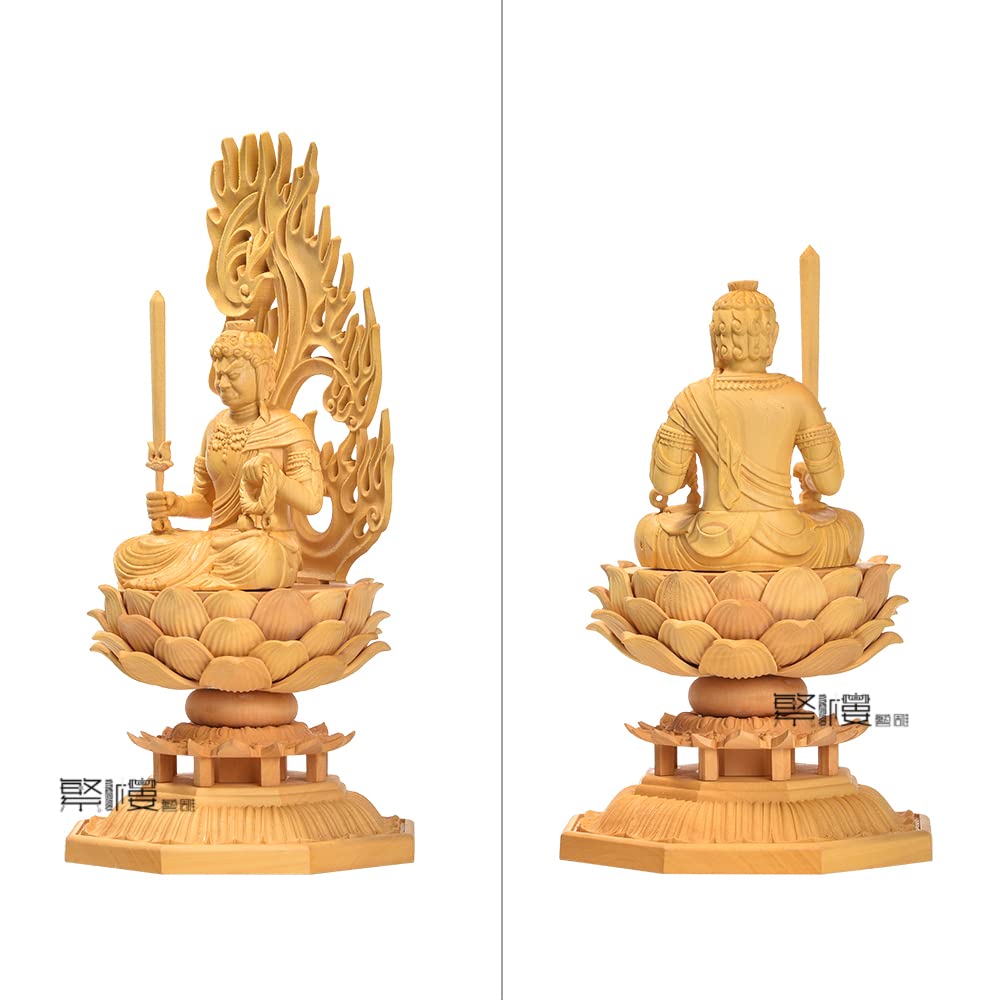 Hanro Art Carving Buddhist Buddhist Altar Boxwood Wood Lotus Flame Year of the Protective Protection from Evil H x W x Statue, Acala, Statue, Carving,