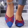 Spring New Flat-soled Single Shoes Women's Fly-woven Woven Shoes Pointed Knitted Egg Roll Shoes Large Size