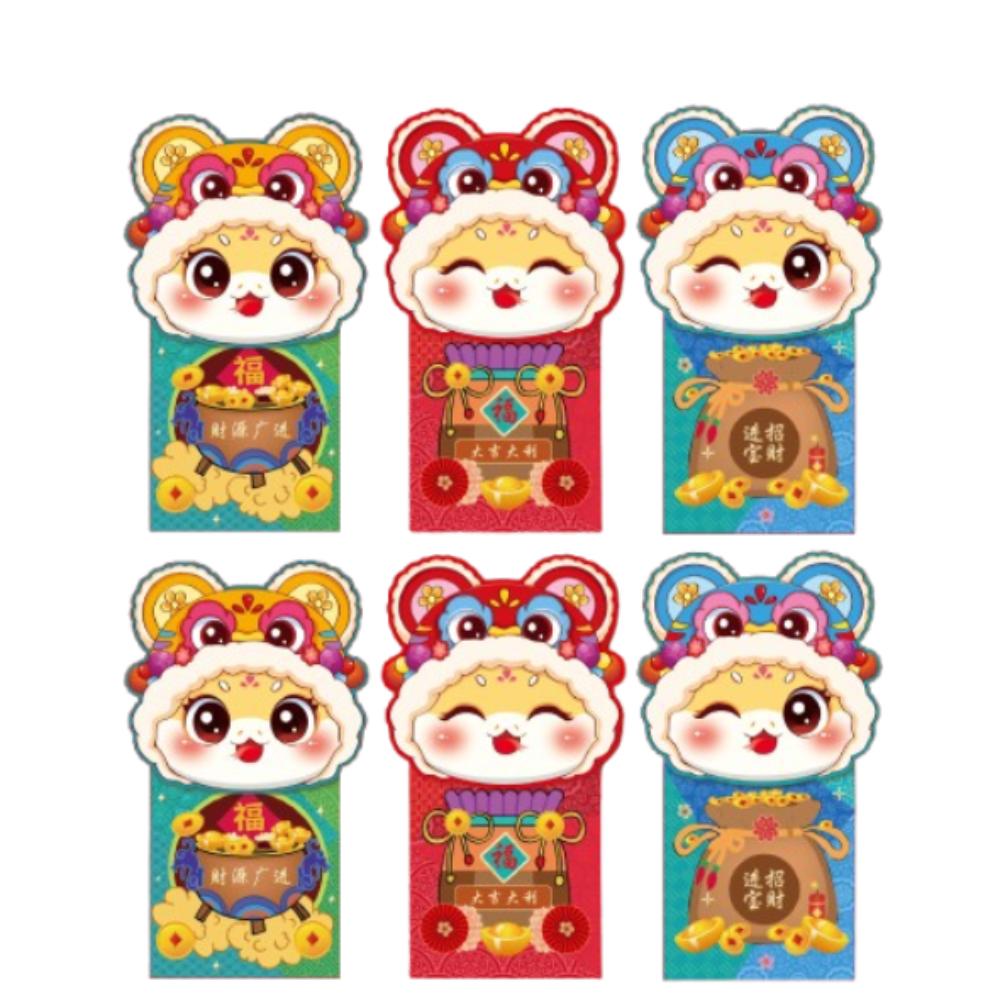 

6pcs Traditional 2025 Snake Year Red Envelopes Blessing Money Packet Lucky Money Pockets Bonus Style 1