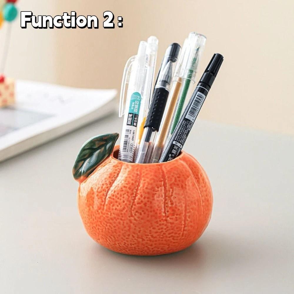 Orange Ceramic Fruit Forks Set Ins Style Solid Color Dessert Forks with Storage Jar Household Decorative