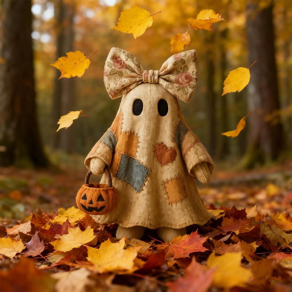 Handmade Patchwork Halloween Decor, Luxurious Wool Ornament