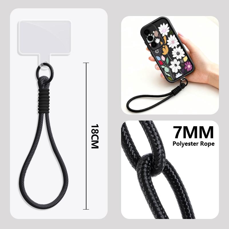 Flowers Patterned Phone Case For Samsung Galaxy S26 S25 S24 Ultra S23 S25 FE A57 A37 A17 A56 A16 A55 A54 A15 Wrist Lanyard Cover