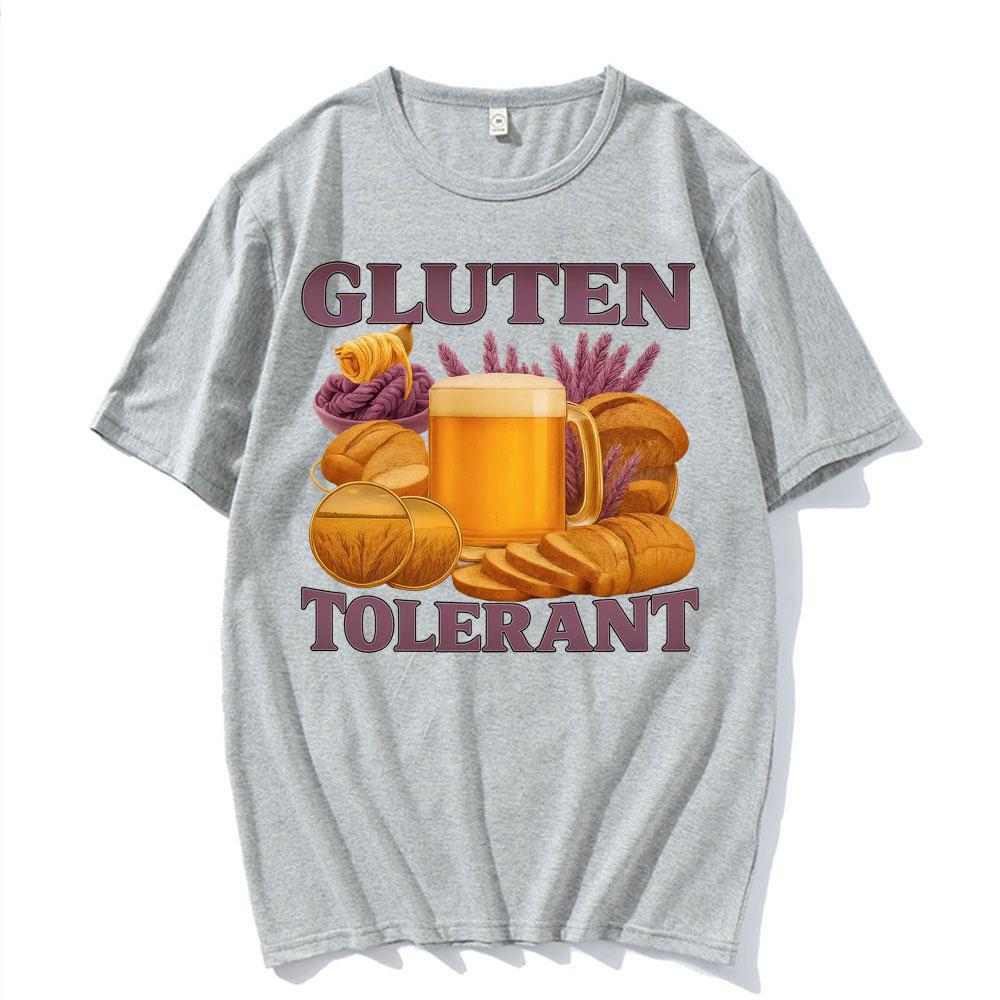Gluten Tolerant Funny T Shirt Gluten Intolerant Lactose Meme Tee Shirt Unisex Women Fashion Vintage Humor Short Sleeve Tshirt Tops