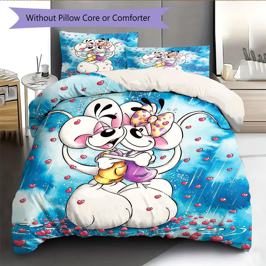 Diddl the Jumping Mouse5 Pattern Bedding Quilt Set Home Decoration Gift (1 * Duvet Cover + 2 * Pillowcase Without Core)