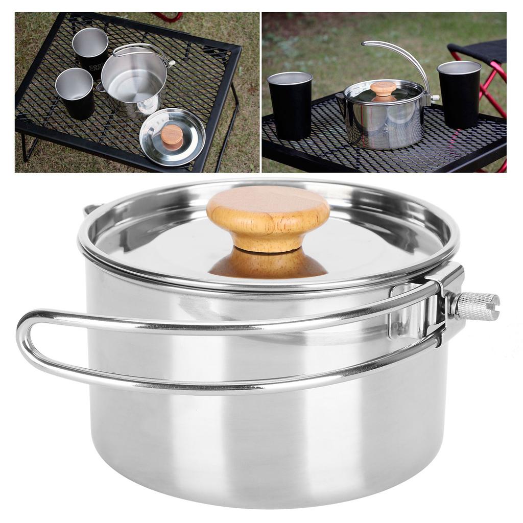Edelstahlkessel, tragbarer faltbarer Kaffee-/Teekessel für Grillen im Freien, Camping-Picknick