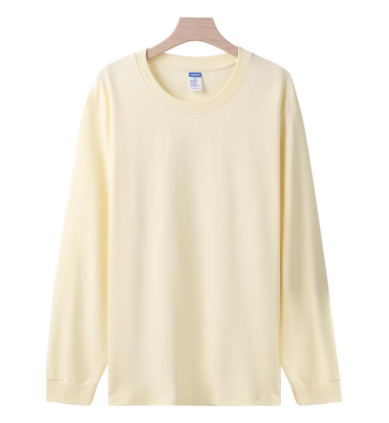 Heavy Double Yarn Long Sleeve Cotton T-shirt with Custom LOGO