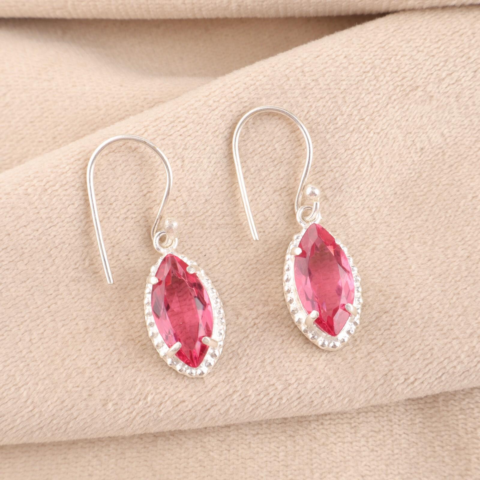 

Натуральный камень Розовый Турмалин, серьги ручной работы из стерлингового серебра 925 пробы, 1,4 EE-169-9