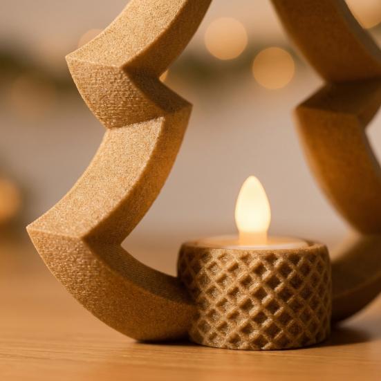Decorative Table Centerpieces 2Pcs 3D Printed Christmas Tree Candle Holder, Hollow Candlestick Stand for PLA Holiday Decor, Minimalist Holder Festive