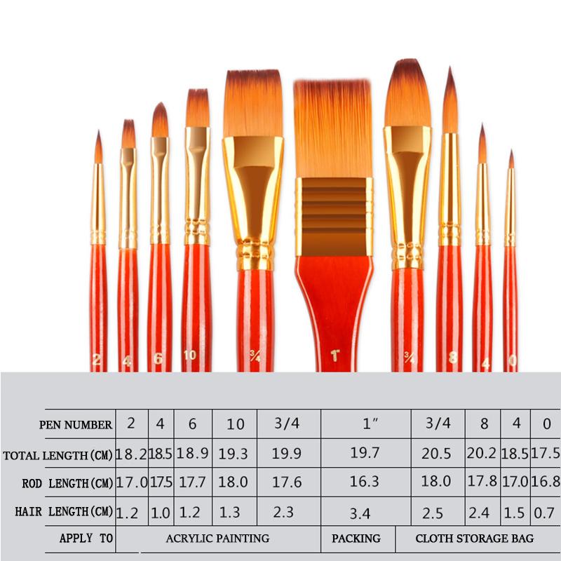 Utazási művészkefe nylon hajművészet kefe textil tárolótáska 11/13 darabos készlet akvarell olajfestéshez akrilfestéshez