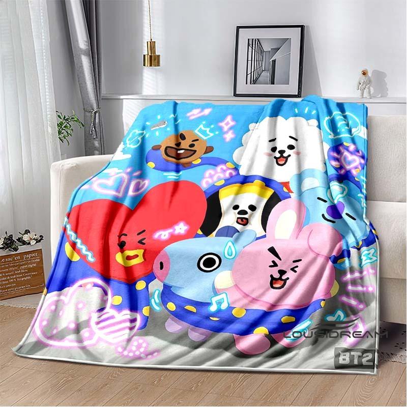 2026 Nuova Collezione Cartoni Animati Anime BT21 Adorabile Coperta Ultra Morbida per Bambini Coperta da Divano Perfetta per Viaggi Divani Picnic