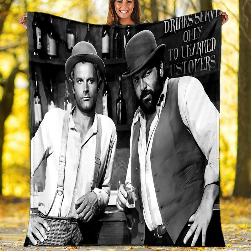 Terence Hill and Bud Spencer printed blanket—lightweight,soft,warm;versatile blanket all seasons—perfect as &air-conditioning throw,nap blanket