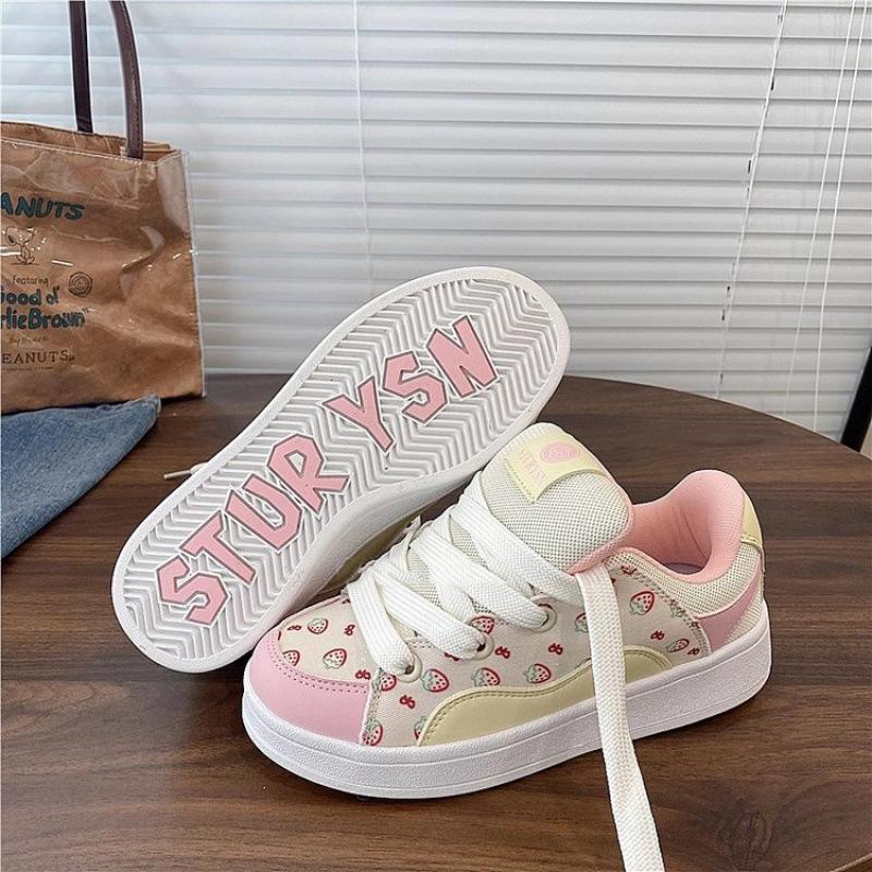 

2025 New Sweet Women Sneakers Pink Kawaii Design Fashion Womens Sports Shoes Cute Patchwork Korean Style Casual Female Shoes 36