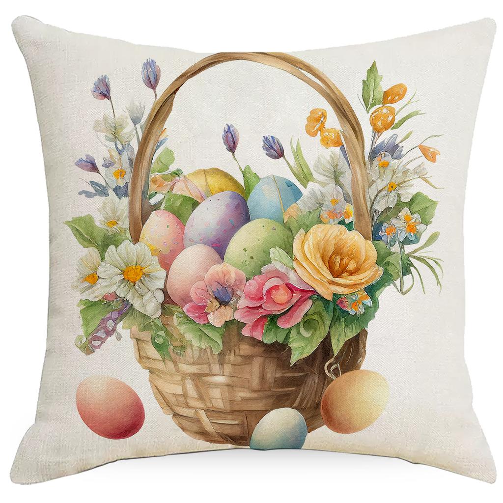 New Easter Pillowcase Spring Retro Rabbit Easter Egg Decorative Pillow Sofa Cushion Cover