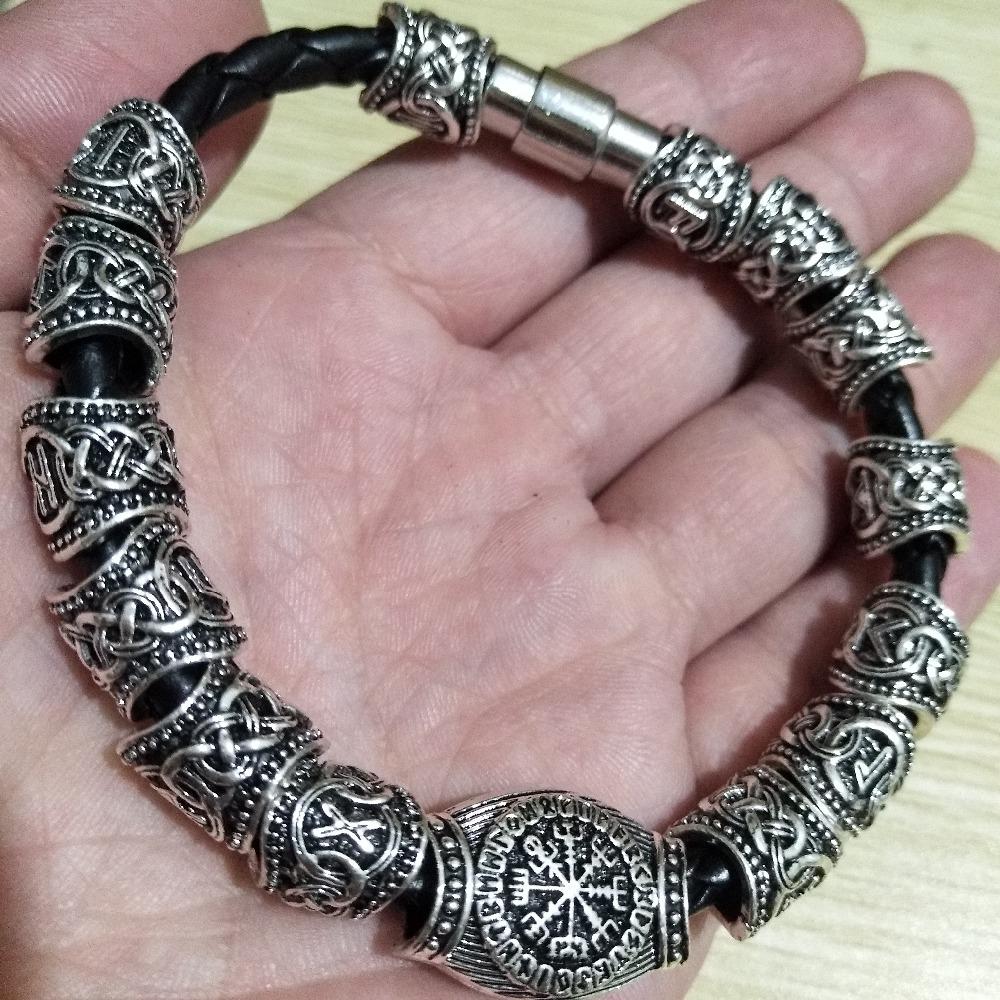 Norse Runes Beads Punk Jewelry Viking Bracelet For Men Bangels Women Runas Vikingas Decoracion Accessories
