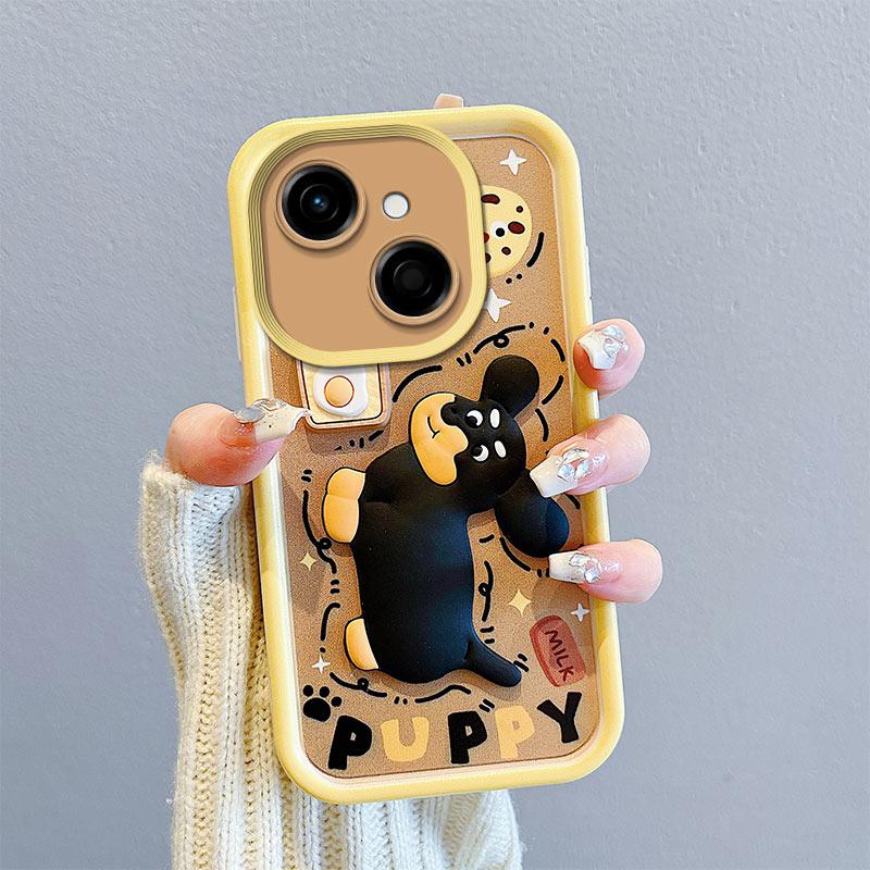 KEYSION Shockproof Case for TECNO Spark 40C with Lanyard Soft Silicone Cute 3D Cartoon Doll Phone Back Cover for Tecno Spark 40C