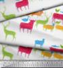 Soimoi Japan Crepe Satin Fabric Birds & Animals Hand Drawn Print Fabric by Metre 42 Inch