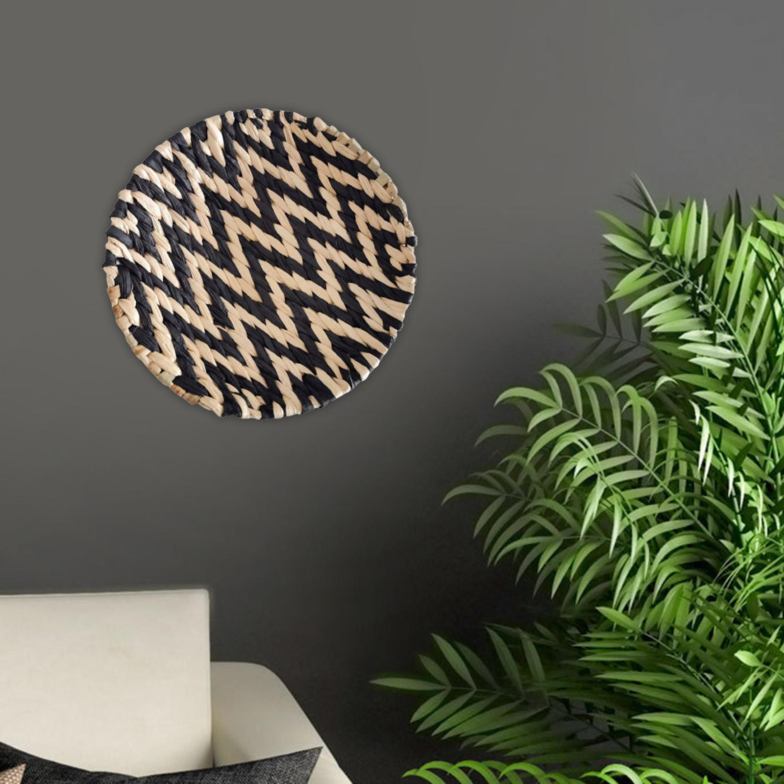 

Flat Rustic Circular Weave Basket, Hanging Woven Wall Basket Decor, Handmade Decorative Tray 20cm Style B