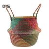 Dayuansheng Folding Straw Wicker Storage Basket Handle Garden Flower Pot Planter Laundry Bag