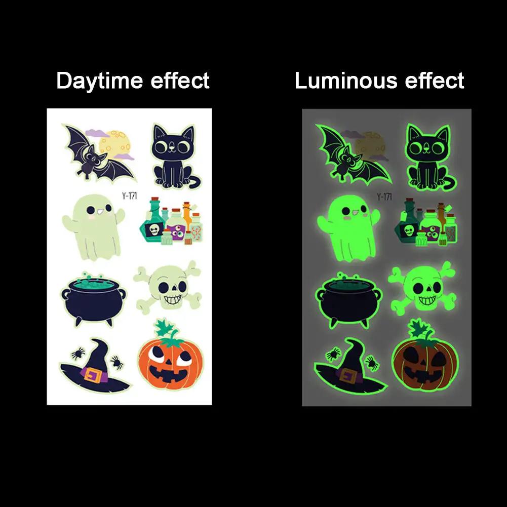 Spider Temporary Tattoo Sticker Realistic Waterproof Design Semi-Permanent Glow-in-the-darkScary Fake Tattoo for Halloween