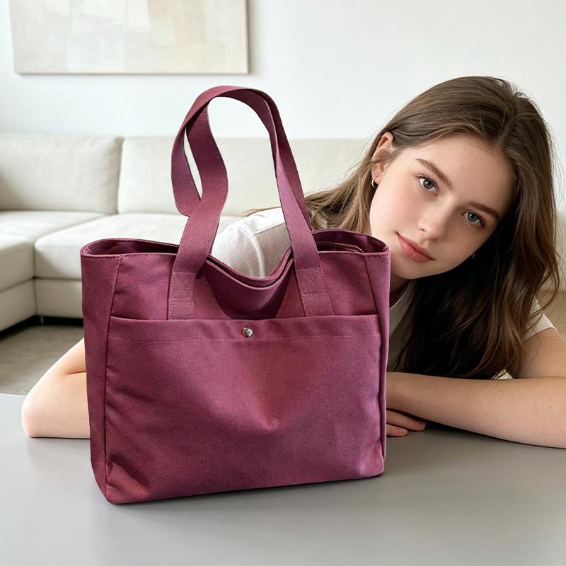 Schoolbag High Texture Large Capacity Canvas Bag 1011 New Fashion Simple Handbag Versatile Commuter Shoulder Tote Bag